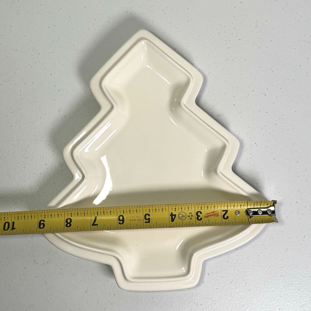 Pfaltzgraff Heritage All White Tree Plate Holiday Ceramic Christmas Serving Dish - Picture 7 of 7
